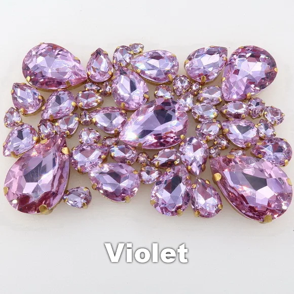 A19 Violet Серьги в форме капли воды, 7 размеров микс 50 шт./пакет золото коготь настройки хрусталя пришить стразы бусины торжественное платье, обуви, сумок и diy кружевной отделкой - Цвет: A19 Violet
