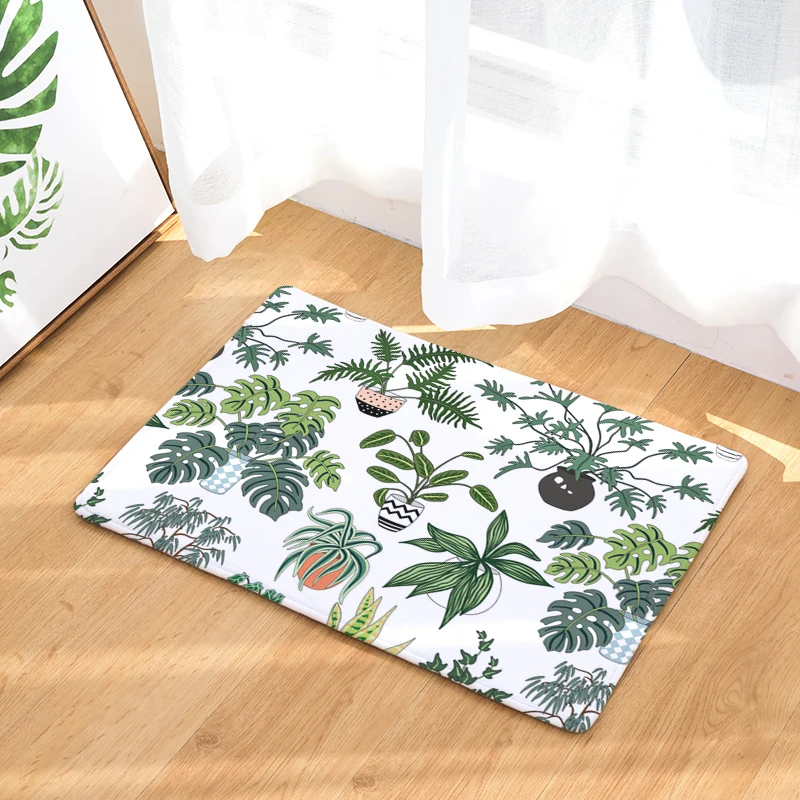 Напольные коврики с принтом зеленых растений замшевый нескользящий коврик для