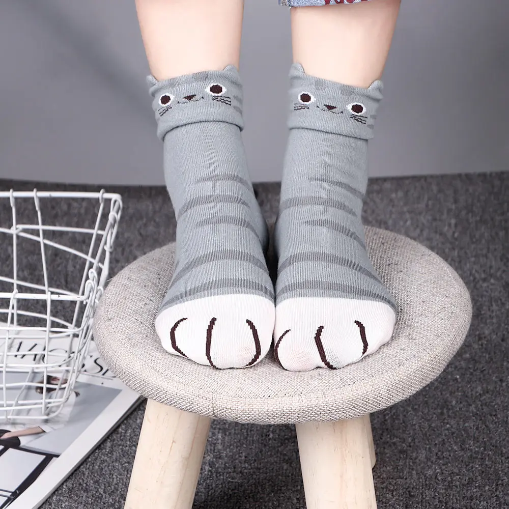 1 пара модных милых повседневных носков с рисунками животных из мультфильмов