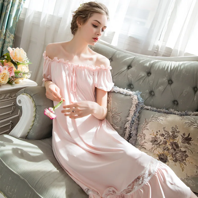 2019 для сна женщин одежда хлопковые кружевные ночные рубашки принцессы милая