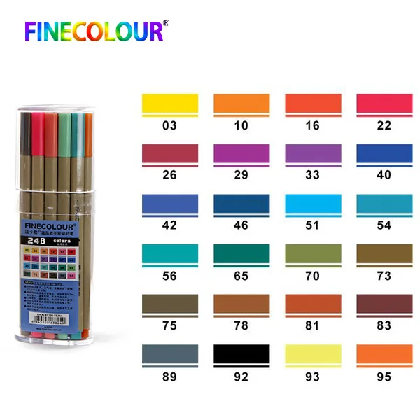 48 цветов Finecolour 24 PcsA/B цветная яркая микро линия Posca sharpig пигментная Краска Маркер ручка для рисования - Цвет: 24Pcs B color