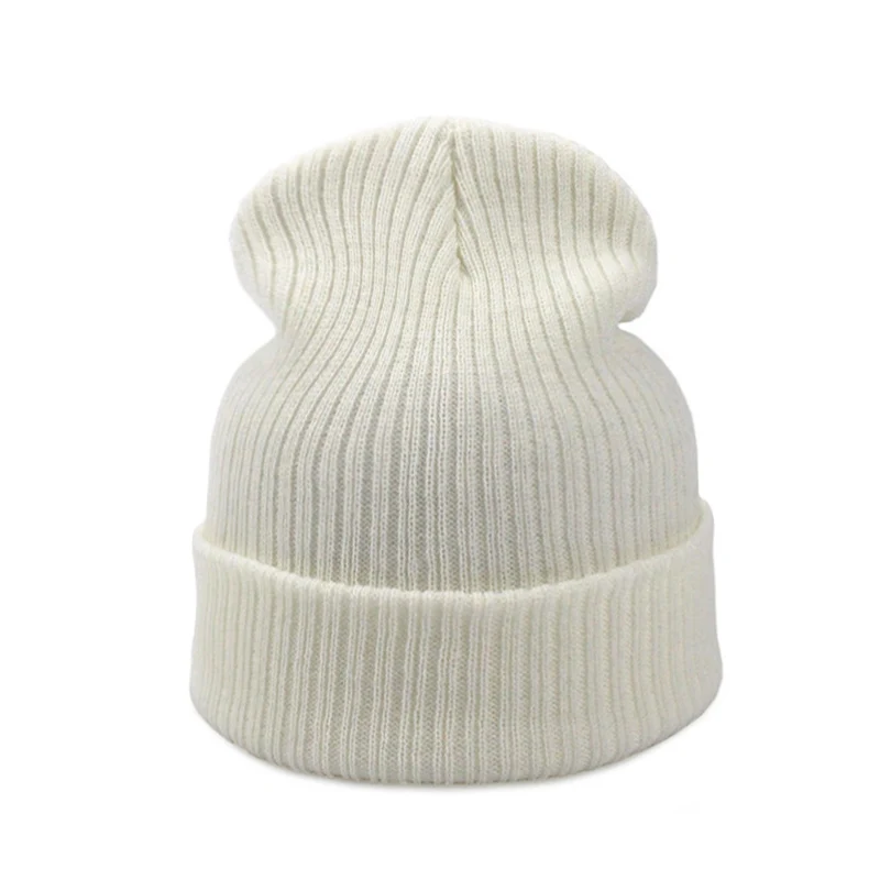 White Новая модная зимняя шапка для женщин и мужчин, зеленая шапка Skullies Beanie, теплые шапки унисекс, вязаная шапка для мужчин, бини, простая теплая мягкая шапка - Цвет: White