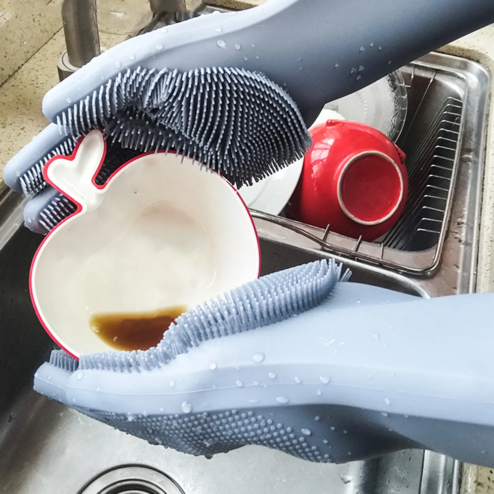 1 пара креативных силиконовых мытья посуды Guantes латексные садовые резиновые
