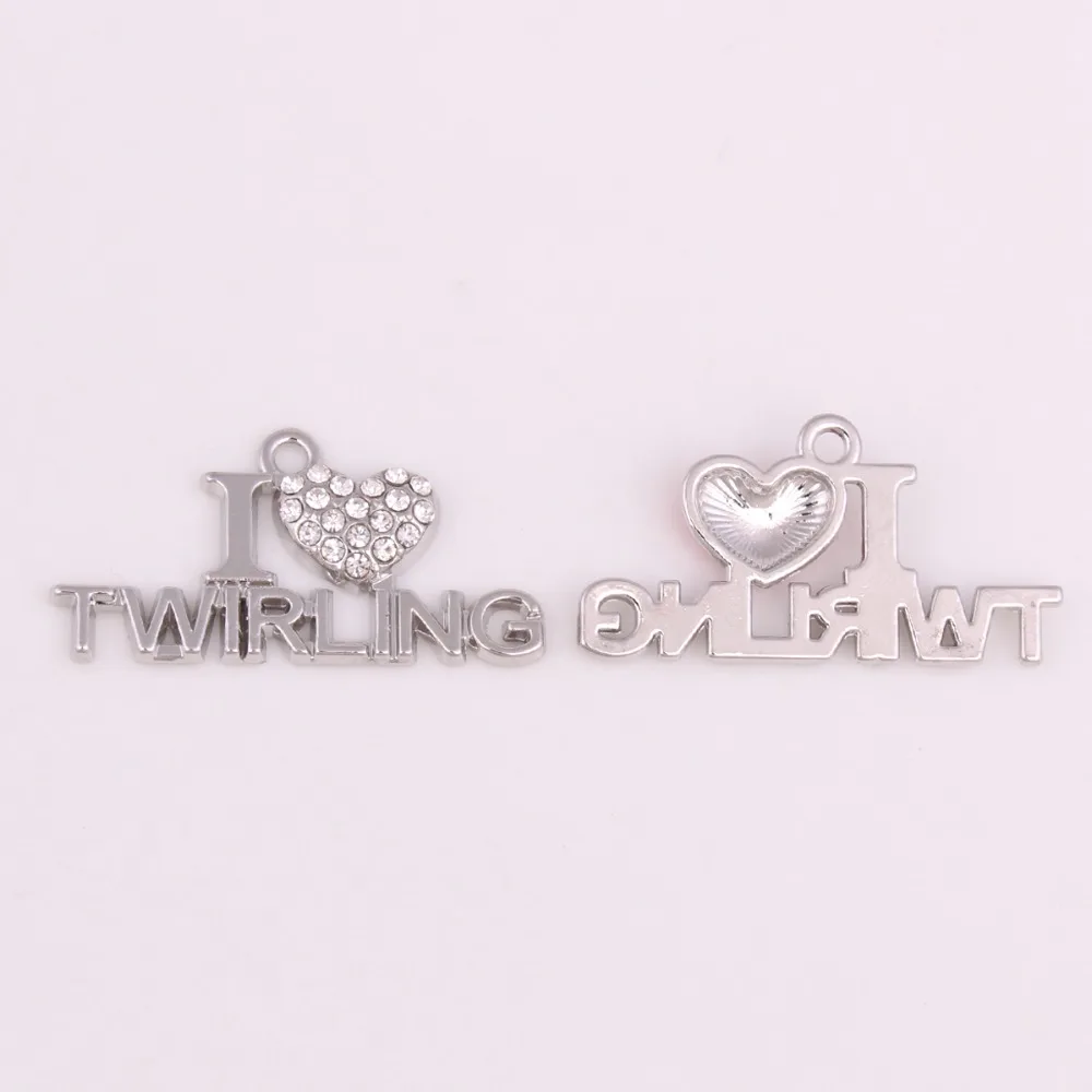Женское Ожерелье Подвеска I Love Twirling с буквенным узором сверкающие кристаллы индивидуальное очарование цинковый сплав обеспечивает дропшиппинг