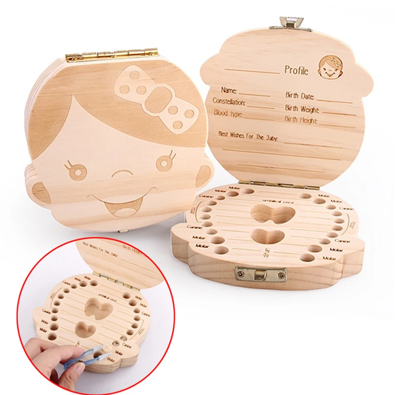 Английский органайзер для детских зубов Espanol деревянная коробка хранения молока