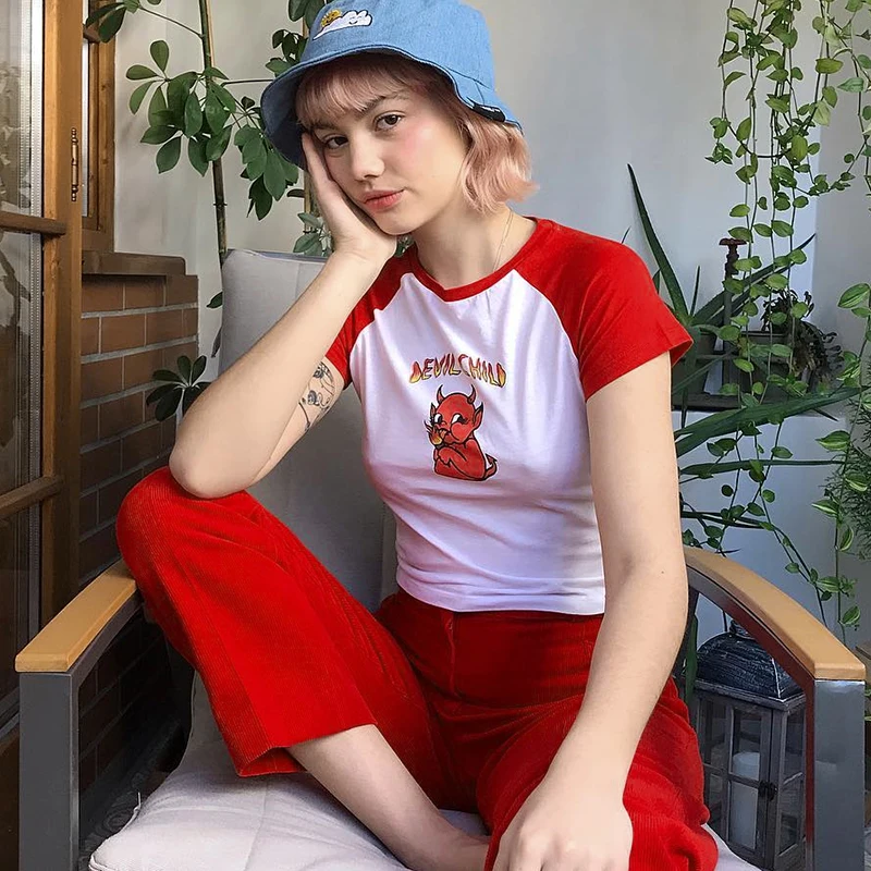 2019 новый летний мультфильм футболки для Для женщин белый принтом Kawaii рубашка