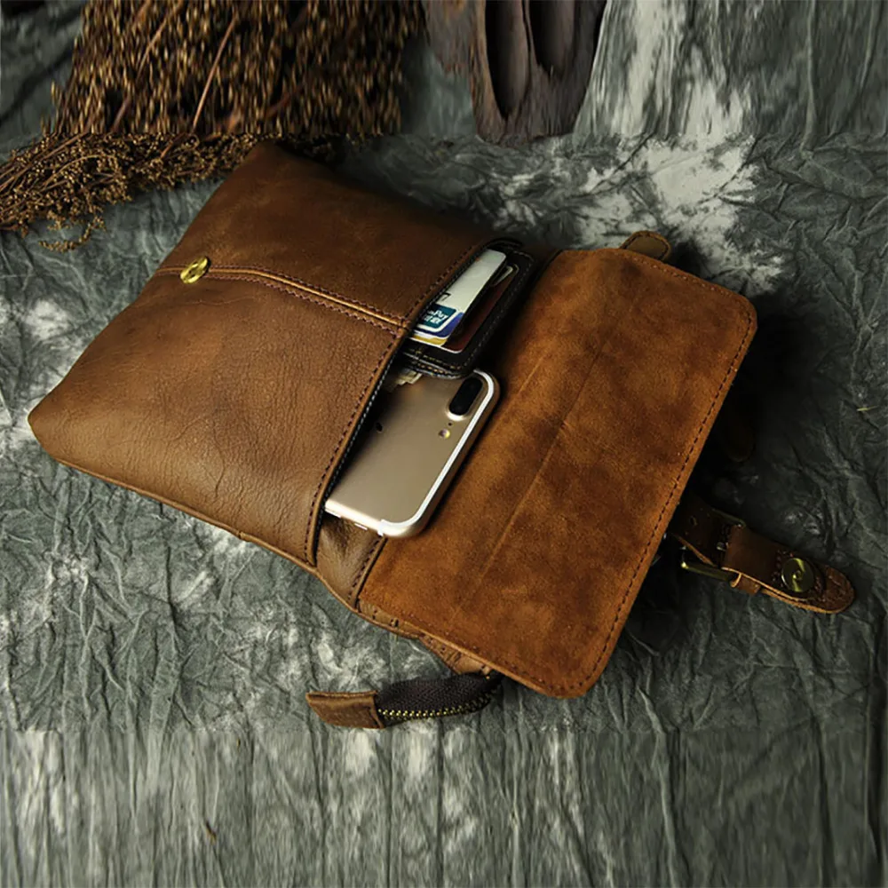 Мужская сумка-мессенджер через плечо из натуральной кожи с крючком | Багаж и