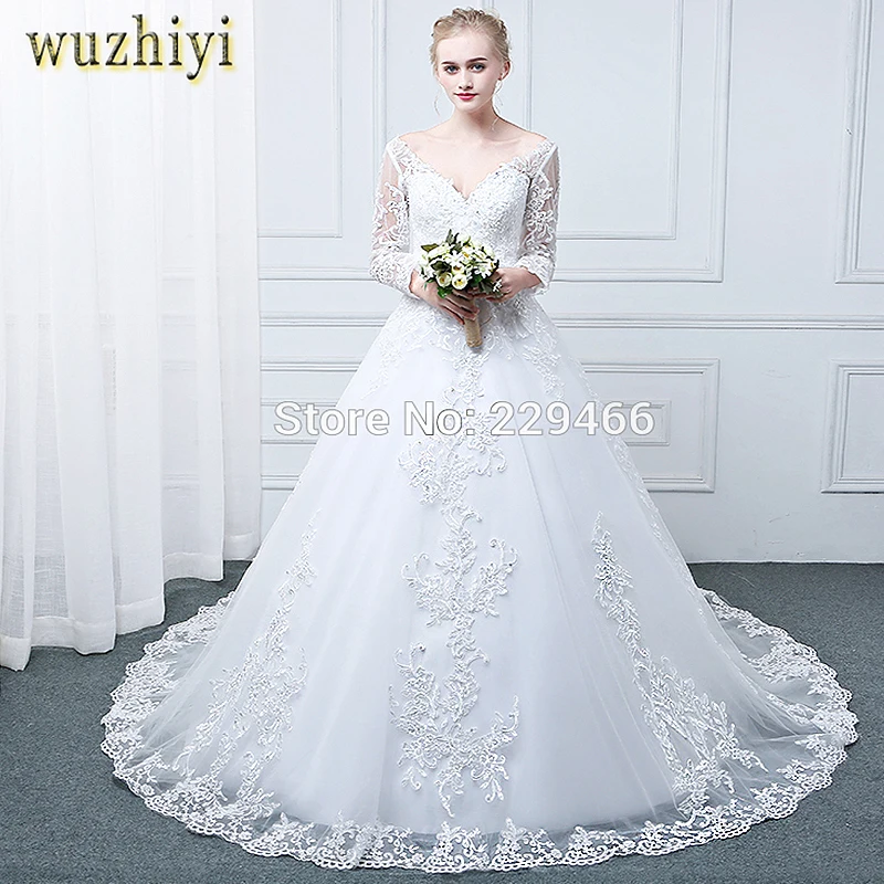Wuzhiyi vestidos de noiva сексуальное свадебное платье с v-образным вырезом бальное на заказ
