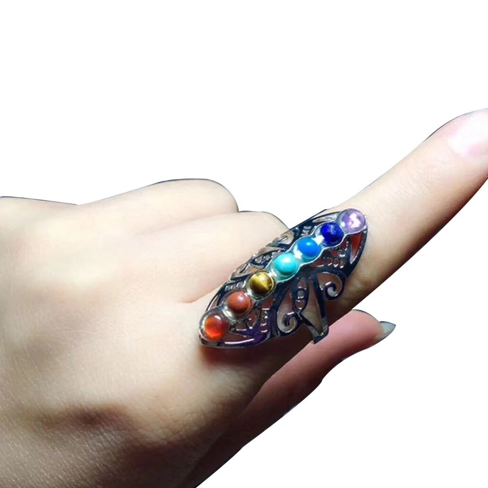 Творческий искусственная Бирюза Кольцо Радуга из цветного камня Исцеление чакры