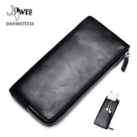 dwts men wallets card holder leather male wallet luxury long design quality passport cover fashion casual mens purse zipper