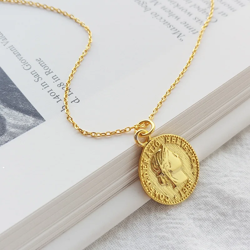 ABC Серебряное украшение 925 простой mujer moneda colgante воротник para regalo Золотой доллар