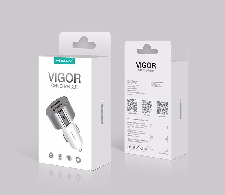Автомобильное зарядное устройство Nillkin Зарядное устройство на 2-портный Dual USB Порты и разъёмы для iPhone 6 7 Выход 5V 3.4A авто зарядное устройство для зарядки разъем адаптера для iPad Pro Mini 4 чехол из ПВХ для Oneplus 3