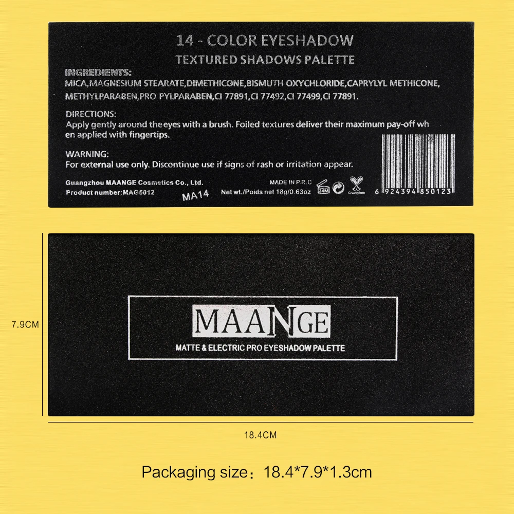MAANGE, 14 цветов, палитра теней для век, мерцающие, матовые, пигментные, тени для век, косметика для красоты, минеральный, телесный блеск, для глаз, телесный макияж+ кисть