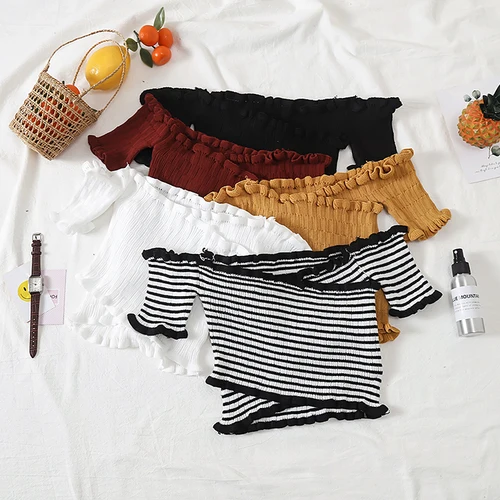 Genayooa трикотажная футболка укороченные топы с открытыми плечами для женщин v