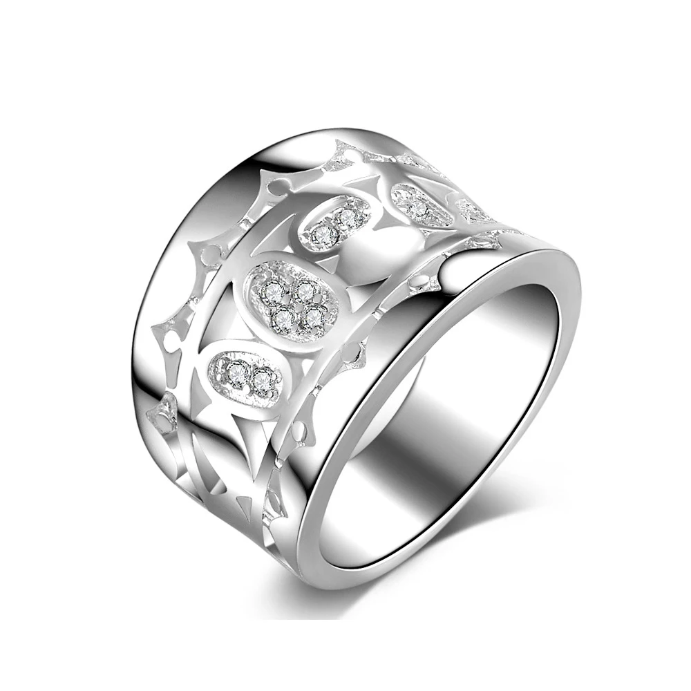 Новые Классические синтетических CZ обручальные кольца посеребренные promise ring R49 |