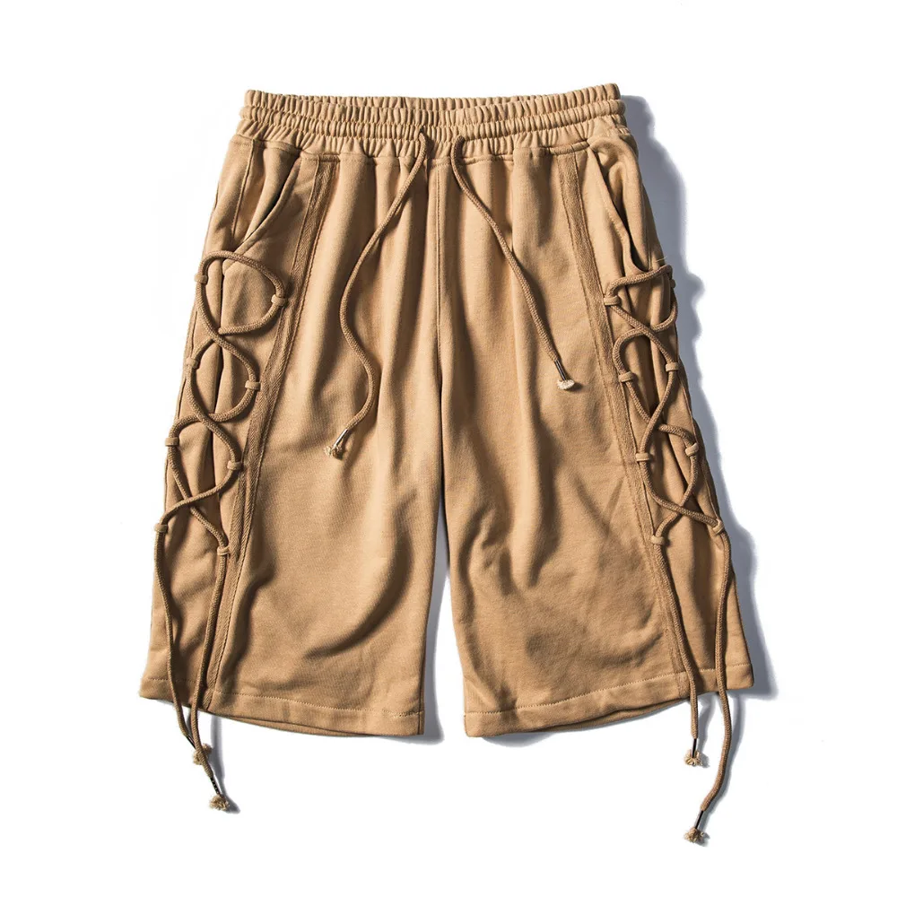 Мужские Простые джоггеры шорты Эластичная талия брюки карманы крест накрест high