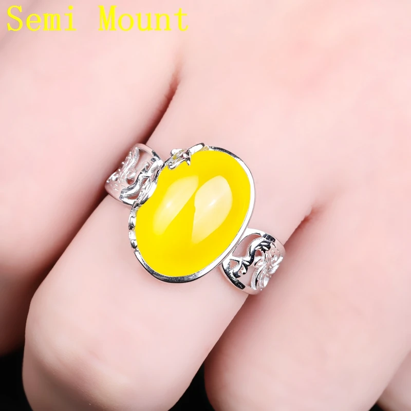 Обручальное кольцо с полукреплением из стерлингового серебра 925 пробы для 10x15 мм