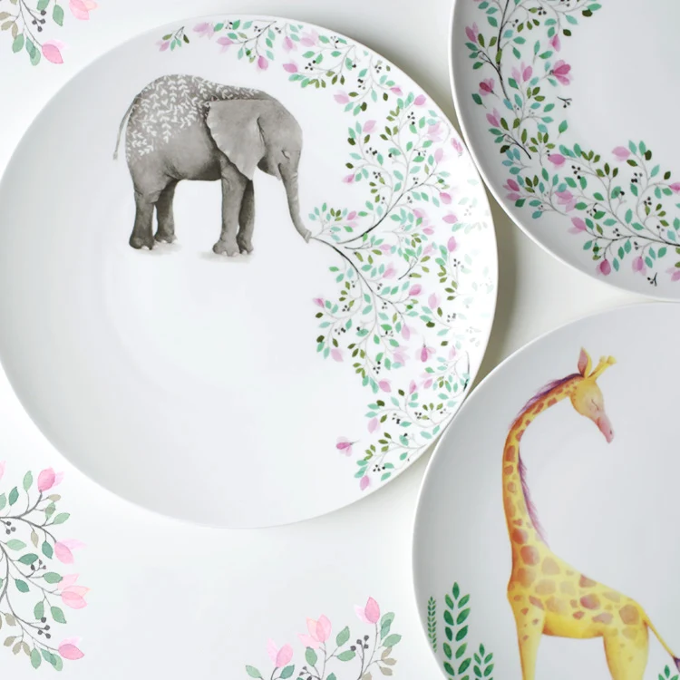 Круглые керамические тарелки 10 дюймов высококачественные из костяного фарфора с