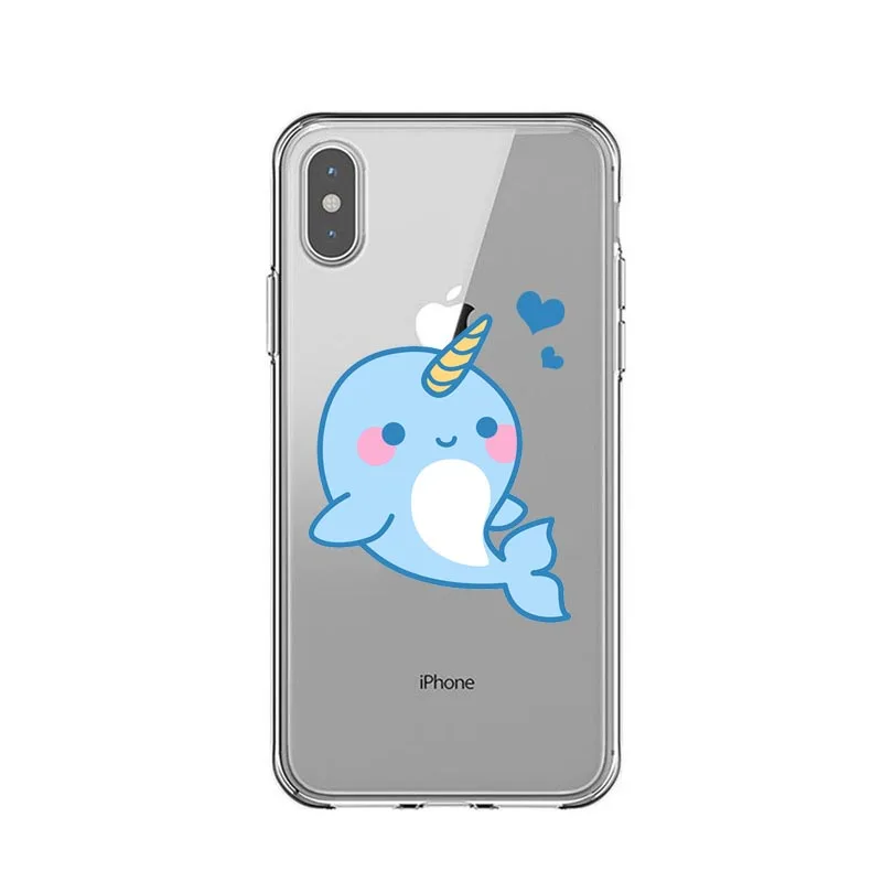 TPU Милая Морская жизнь Акула КИТ Narwhals Мягкая силиконовая задняя накладка из ТПУ чехол для телефона чехол для iPhone 5 5S SE 6 6splus 7 8 Plus X XR XS MAX - Цвет: TPU