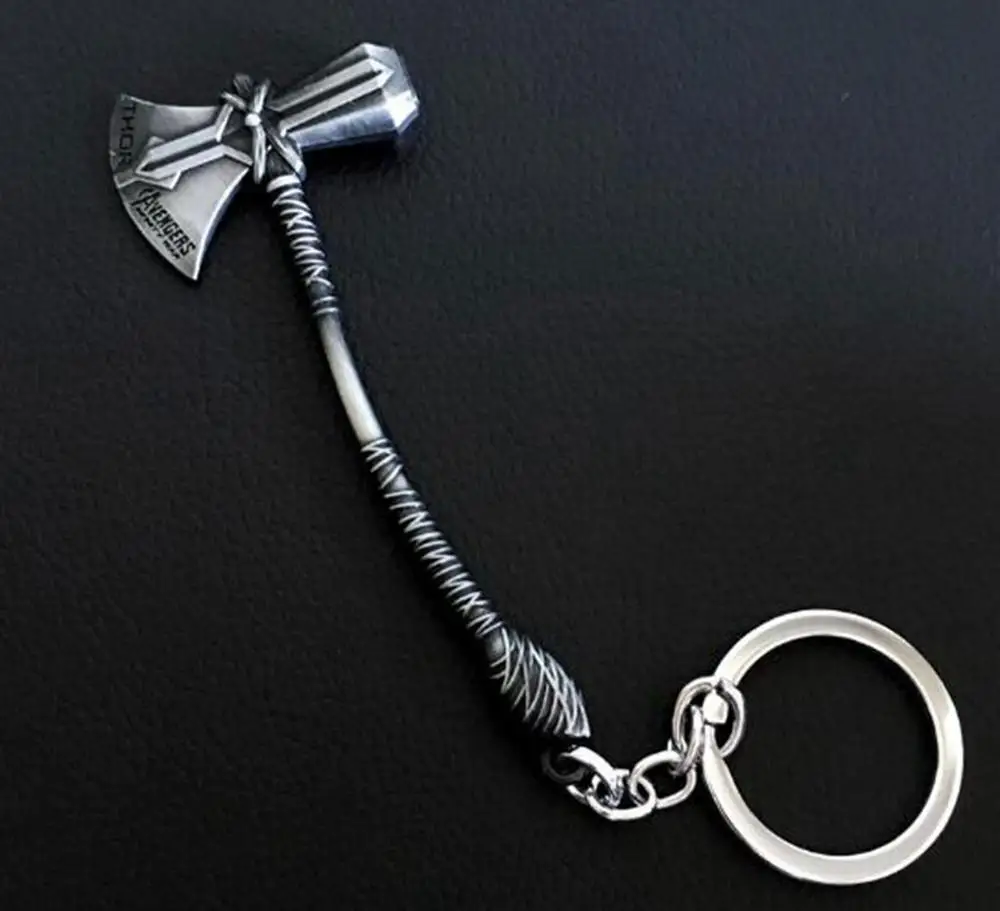 Antique Silver 50 шт. украшения на шею из фильма «мстители» от 3 Thor топор брелок для ключей в форме молотка llaveros Бесконечность войны Тор громобой бронза серебристый брелок для ключей - Цвет: Antique Silver