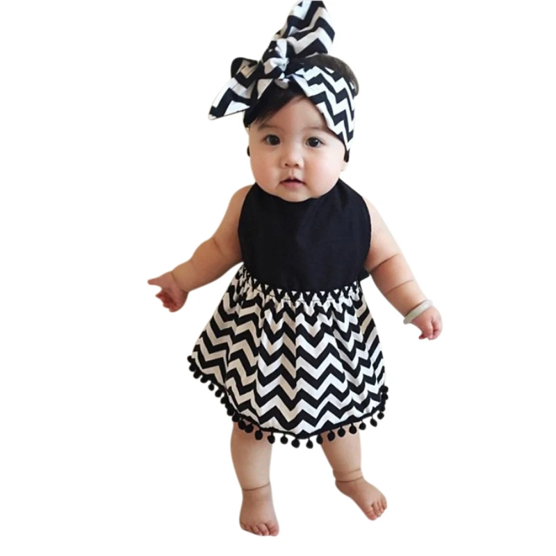 Платье с открытой спиной для девочек летнее платье пульсирующим принтом и