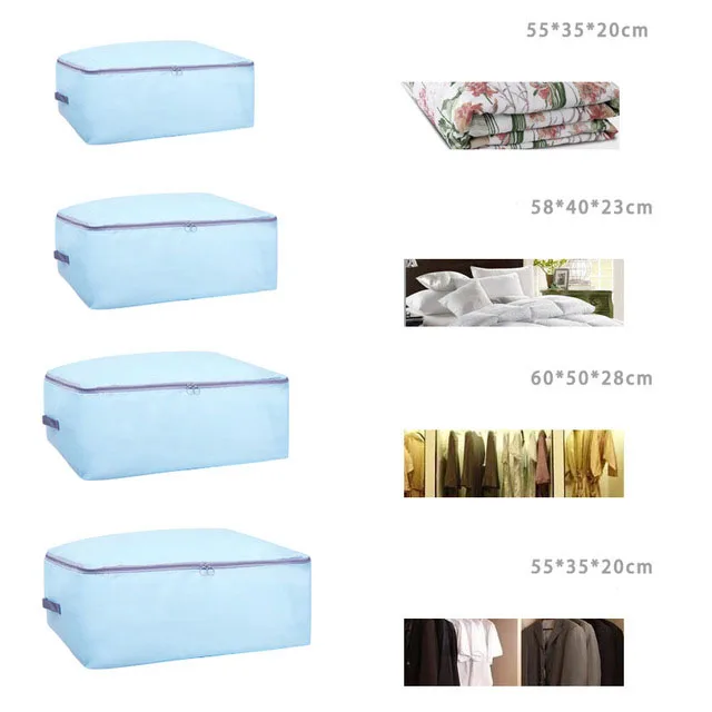 4pcs Blue 4 шт./компл. Складная Сумка-хранилище Антибактериальный Стёганое Одеяло Одежда Шкаф для одежды шкаф для хранения коробки для носков игрушка разное Органайзер для сумки - Цвет: 4pcs Blue