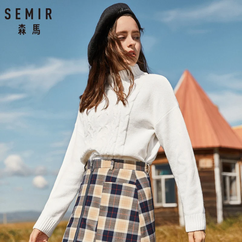 Женский трикотажный свитер-водолазка SEMIR свитер с заниженными плечами и
