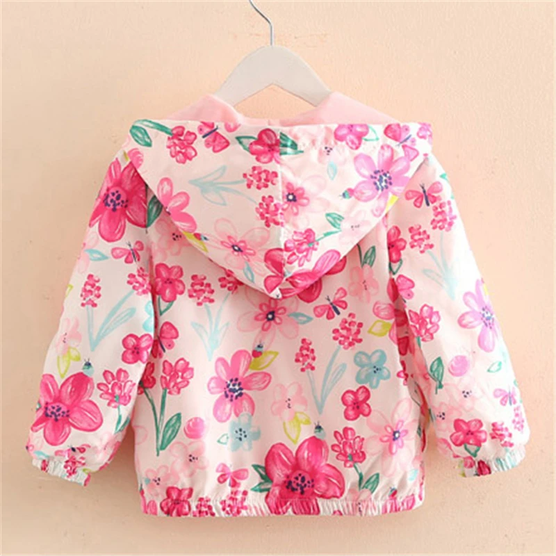 Новинка 2017 весенне-осенние детские пальто модные куртки с капюшоном и цветочным