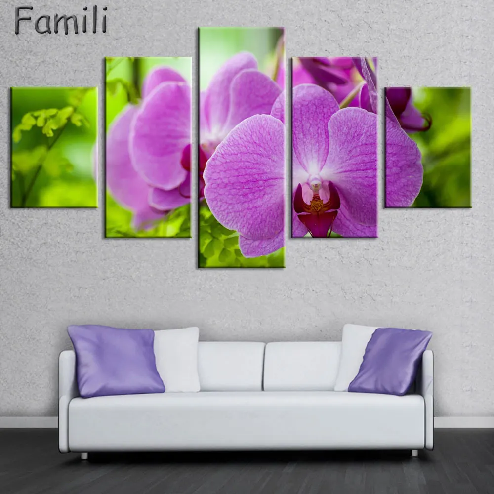 Картина маслом на холсте Орхидея 5 панелей без рамки|wall pictures|oil paintingcanvas oil painting |