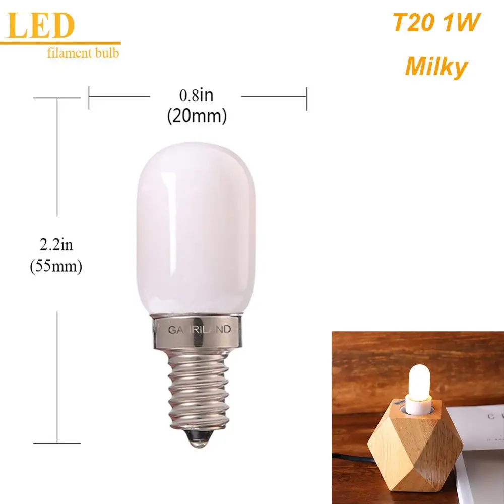 GANRILAND E14 Светодиодная лампа с регулируемой яркостью E12 E14 220 V 0,5 Вт 1 2 Вт Светодиодный светильник светодиодный нити ночник люстра Светодиодный лампочки Эдисона C7 T20 T22 - Испускаемый цвет: T20 1W Milky 2200K