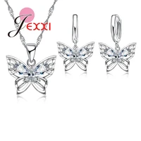 luxury butterfly new fashion 925 sterling silver jewelry sets charm necklaceearringspendant charm set christmas gift