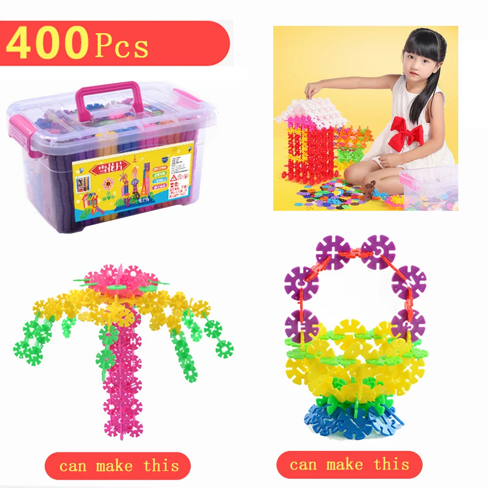 Блок игрушки модель здания Наборы 400 шт. Монтессори Малыш Diy подарок 3D головоломки ребенок снежинка Творческий БРИК - Цвет: 400pcs