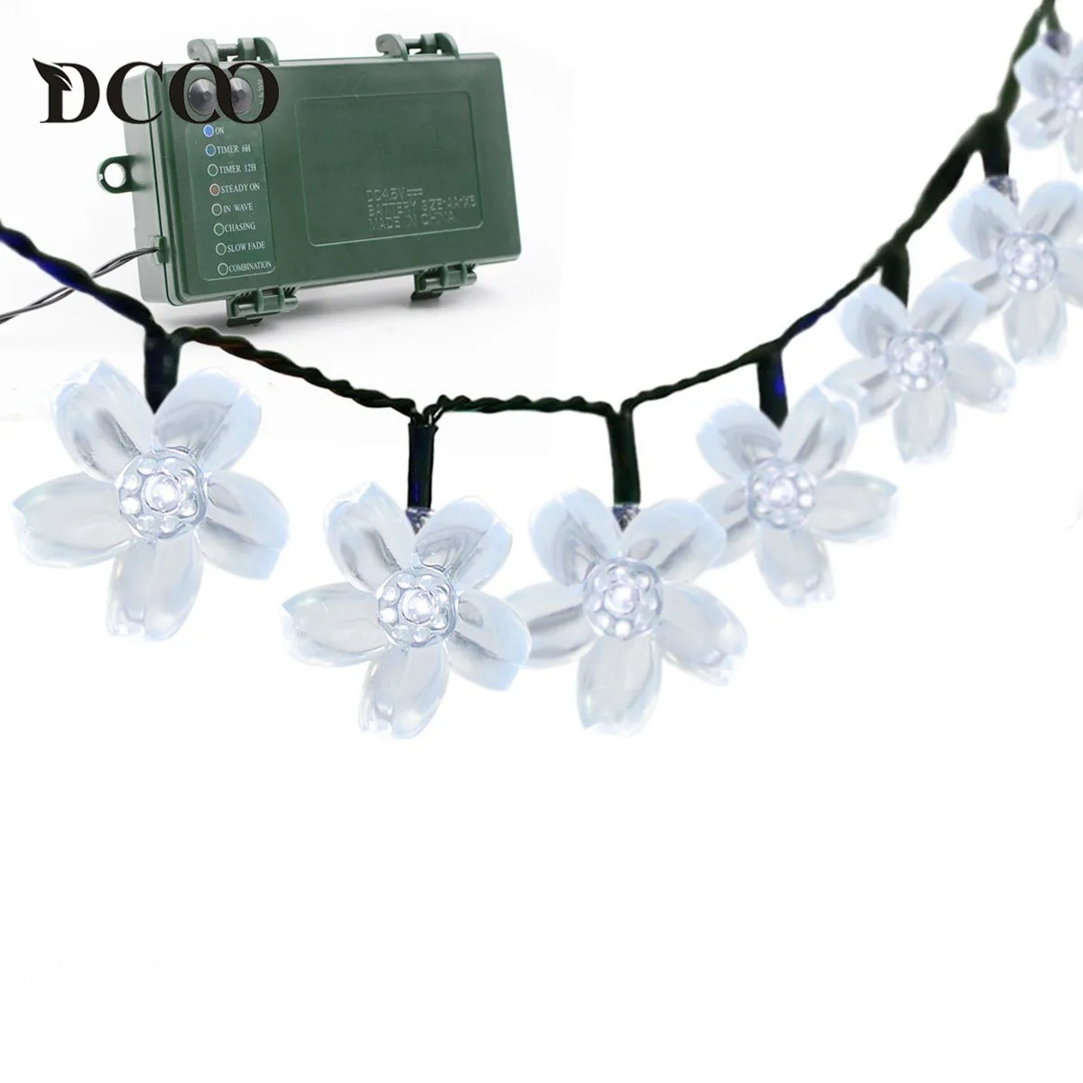 Dcoo String Lights Battery Operated Timer 50 LEDs Blossom Flower Fairy Outdoor Lighting Garden Wedding Decoration | Лампы и освещение