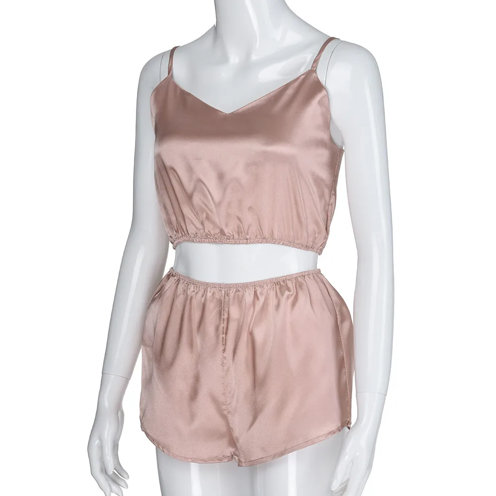 Для женщин костюм Set2Pcs пикантные однотонные s бретели Растениеводство Топ + мини