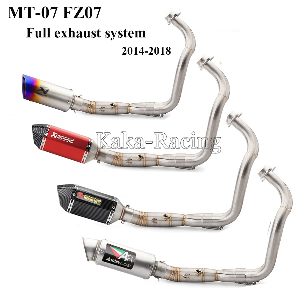 MT-07 Motorcycle Full Exhaust system slip-on pipe Muffler Escape MOTO Tail For Yamaha MT07 FZ07 Tracer 2014-2018 XSR700 | Автомобили и