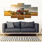 5 шт. Hd Печать холст Картина Красный трактор комбайн на ферме Современный Пейзаж Плакат Настенная картина для спальни домашний декор