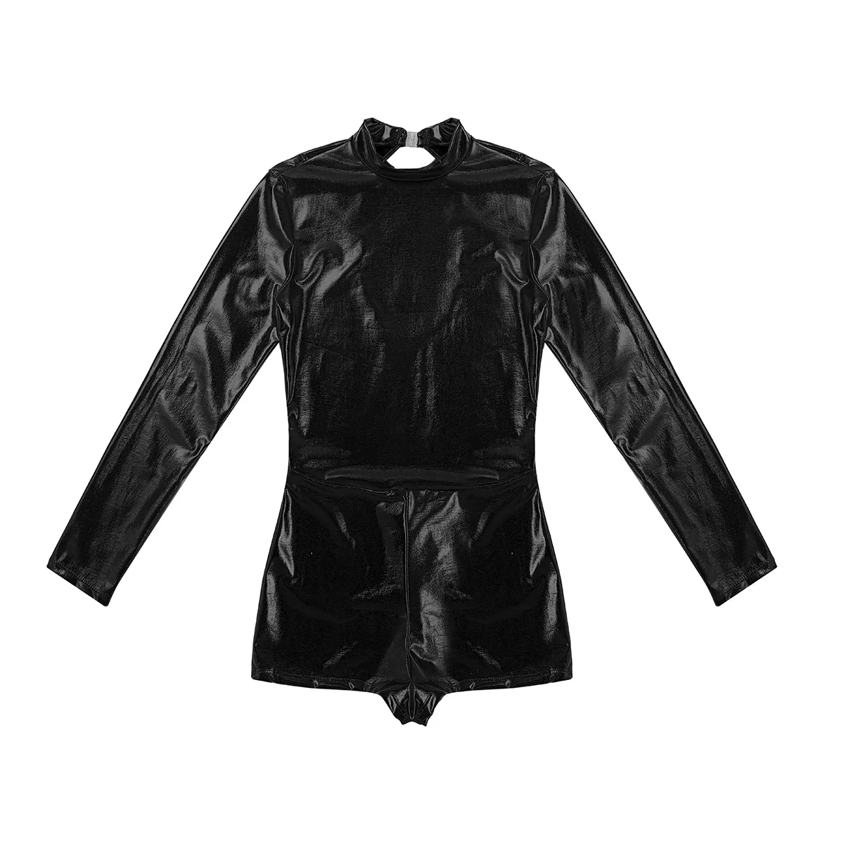 Женский Цельный купальник с длинными рукавами и ложным воротником металлическим