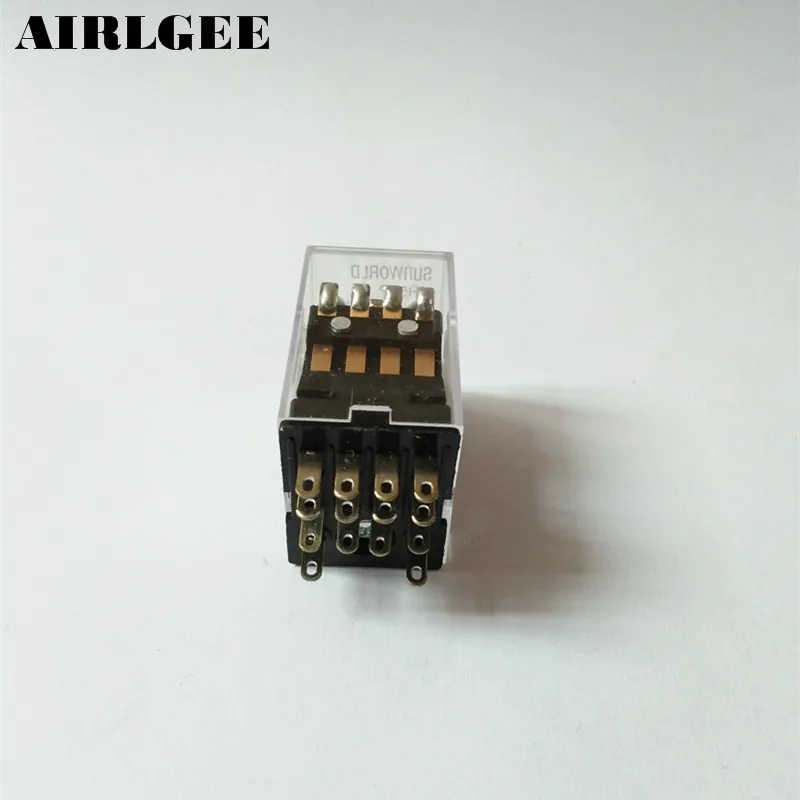 JQX-13F MY4 DC 24V Катушка 14-Pin 4PDT зеленое светодиодное электромагнитное реле Бесплатная