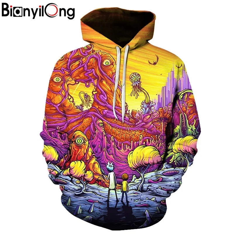 Новая мода Рик и Морти толстовки для мужчин женщин пуловер с длинными рукавами
