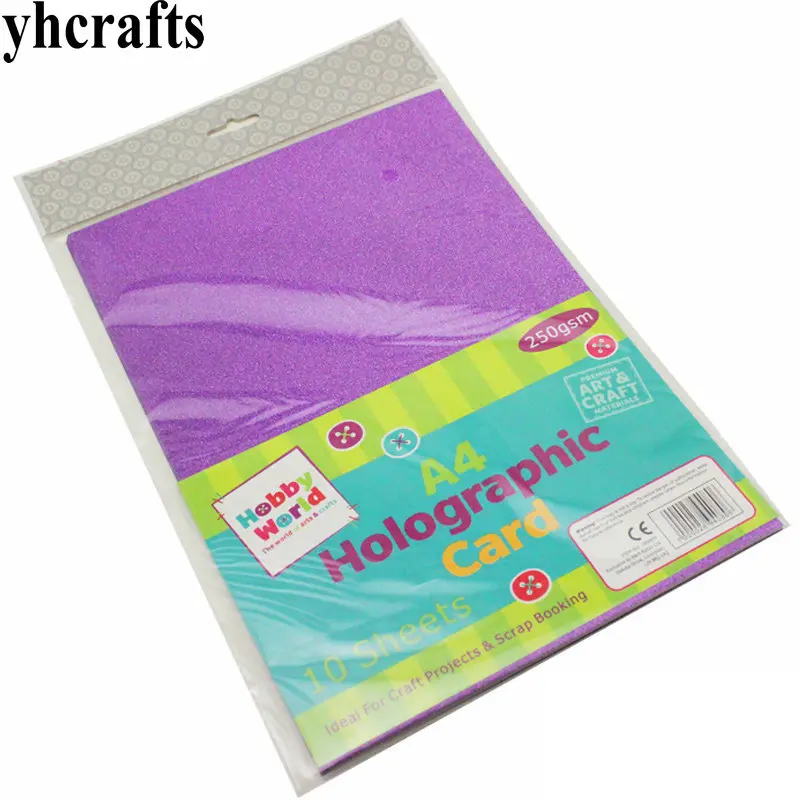 

20PCS/LOT.10 color A4 glitter paper with stickers.Holographic card.Craft material.Handmade accessories.Kindergarten supplies.OEM