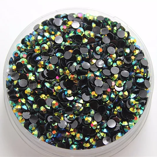 

5mm SS20 Resin Flatback Rhinestone Jelly Black AB 14 facets DIY nail/phone case decoration,10000pcs/bag
