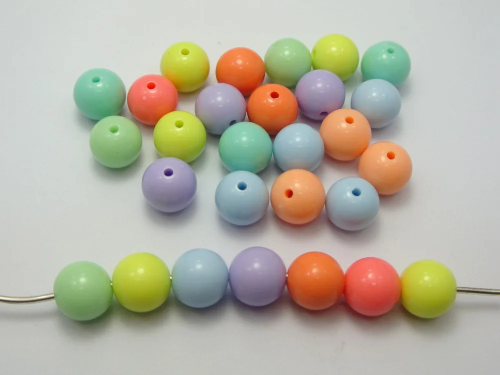 

100 Mixed Pastel Color Acrylic Round Beads 12mm Smooth Ball Spacer