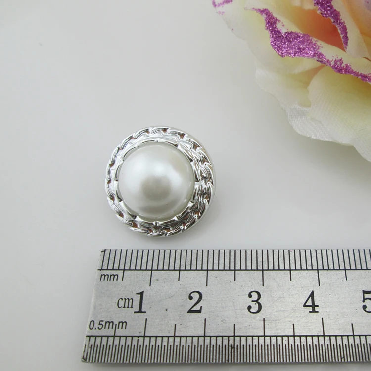 20 шт блестящая смоляная пуговица белая жемчужина Пластиковые Кнопки Серебряный
