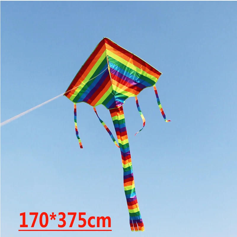

Free shipping hot sell 3.7m rainbow delta kite 10 pcs/lot child cheap kite flying toys nylon ripstop kite with handle wei kite