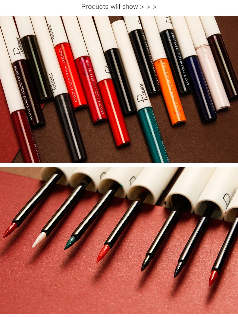 Pudaier, новинка, 15 цветов, матовая подводка для глаз, карандаши, стойкие пигменты, быстро сохнут, красный, синий, водостойкая, жидкая подводка для глаз, карандаш для макияжа