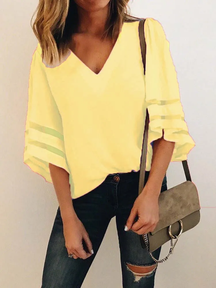 Женская свободная футболка повседневная однотонная Сетчатая большого размера с