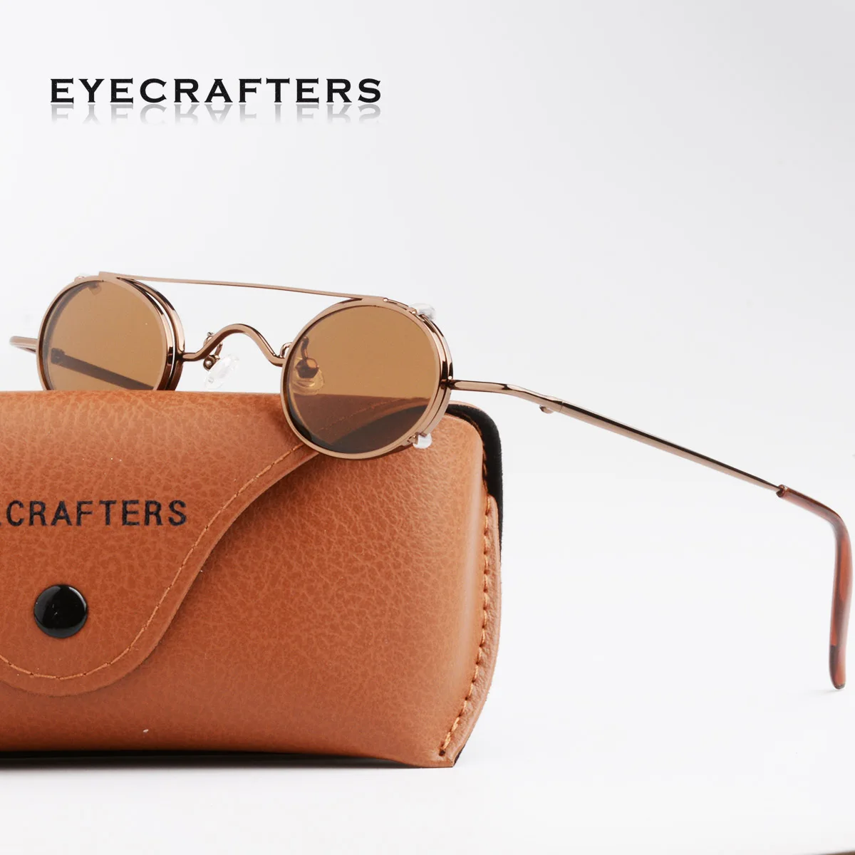 Маленькие круглые металлические солнцезащитные очки в стиле стимпанк ретро