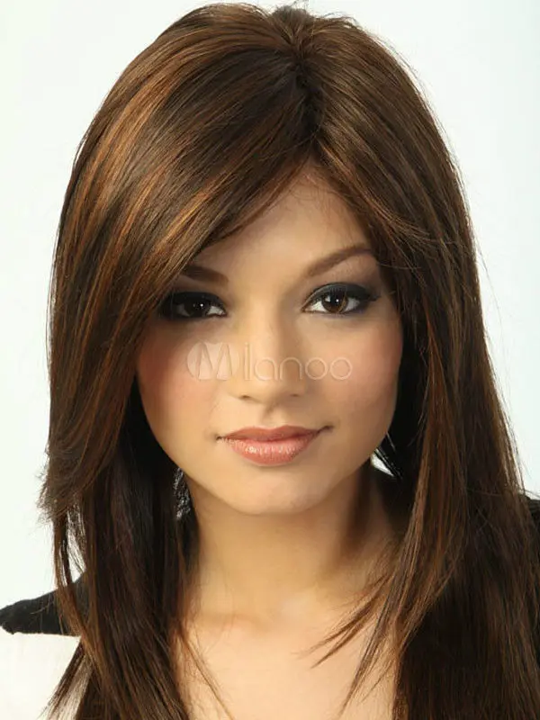 Parrucca парик Бесплатная доставка USPS к США Косплей Парик Браун Длинные Прямые