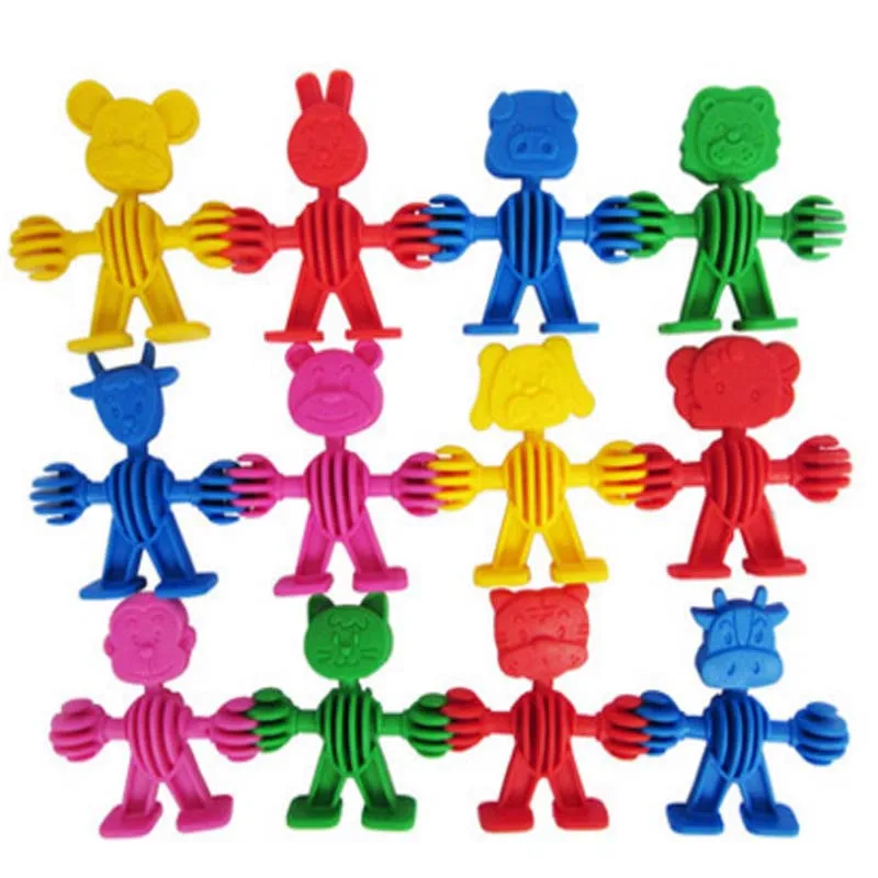 

2bags free shipping Kids Plastic Cartoon animals Blocks Educational Building Sets Creativity Toys Accessories Build DIY children