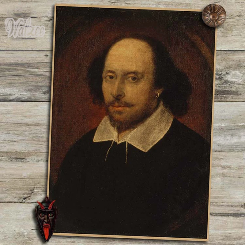 Уильям Шекспир драматург знаменитости Ретро бумаги Плакат Картина Портрет